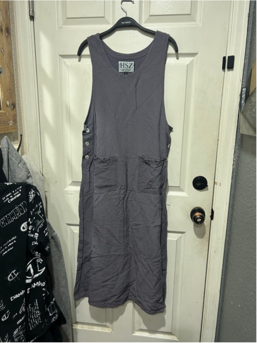 Women's HSZ Studio Gray Linen Blend Sleeveless Dress M